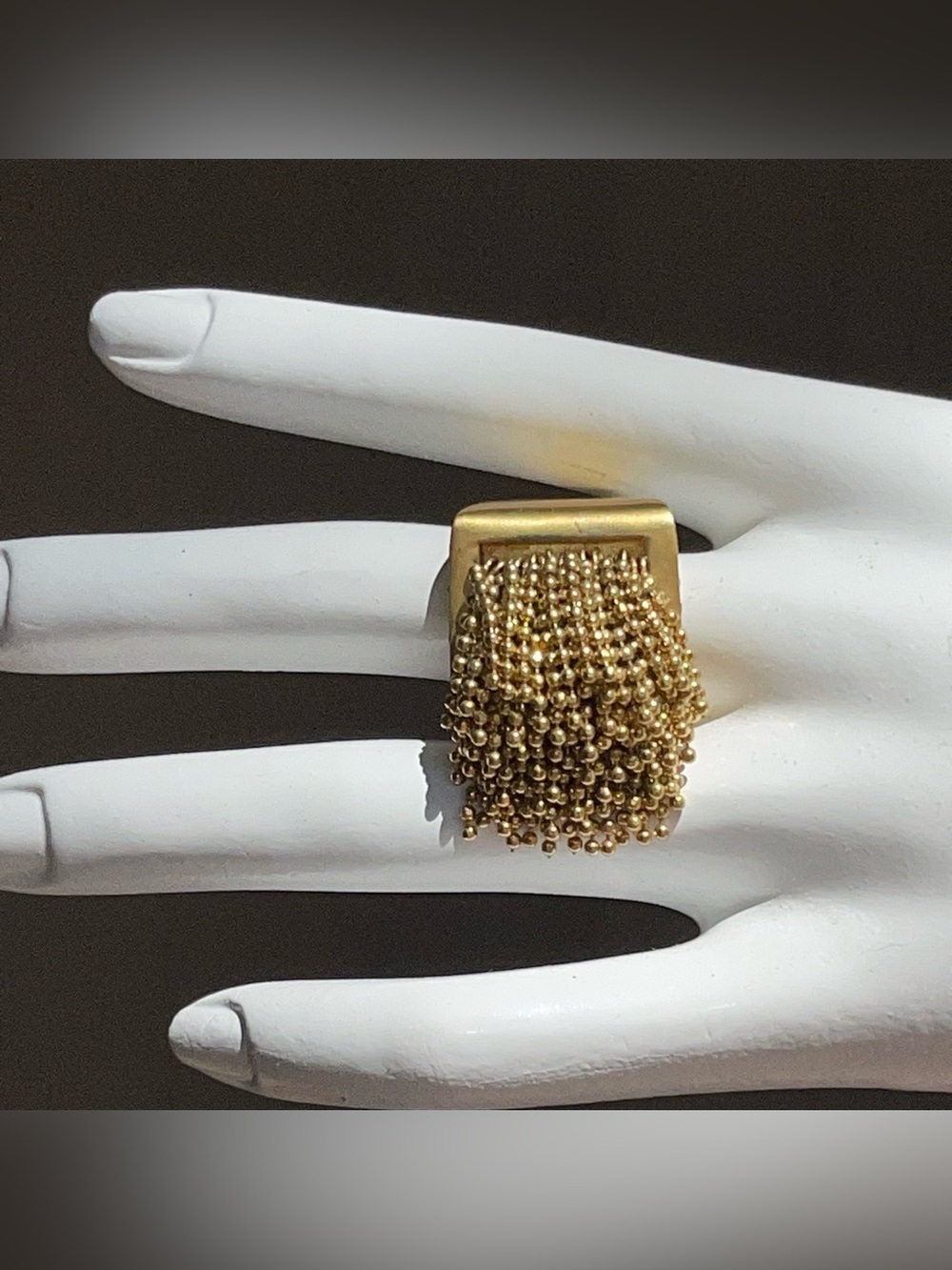 ✨ Sheila Fajl 18K Gold Plated Beaded Tassel Fringe Statement Ring
